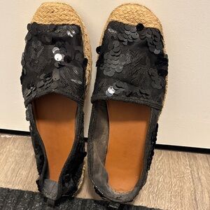 Black Sequin Espadrille Flats